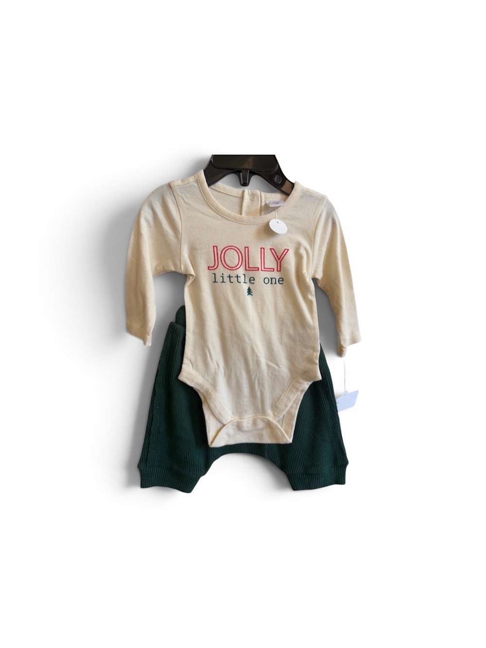 NWT Nordstrom  "Jolly Little One" Baby Bodysuit with Forest Green Pants